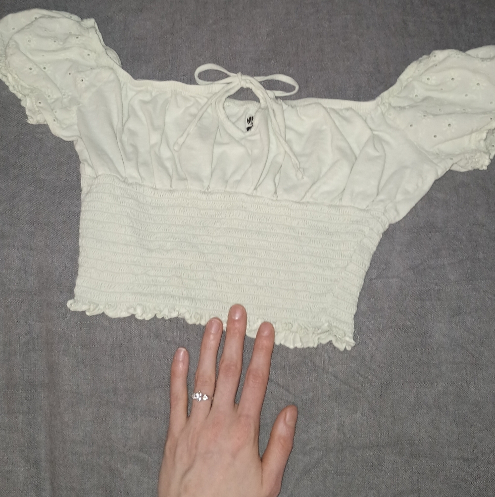 Elegant White Smocked Blouse